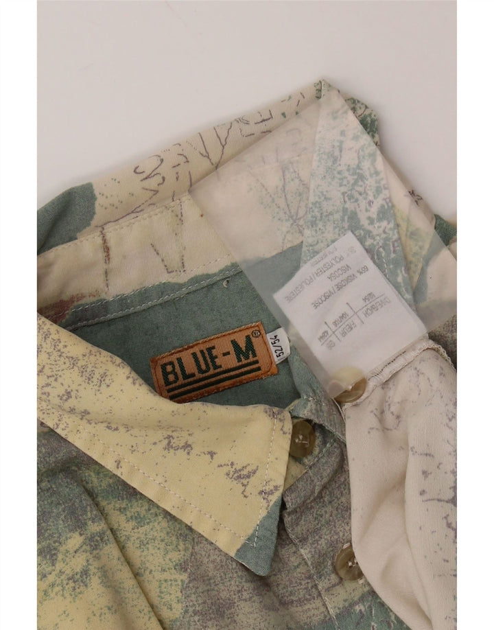 Vintage hombres patrón abstracto pullover camisa IT 52/54 viscosa verde grande