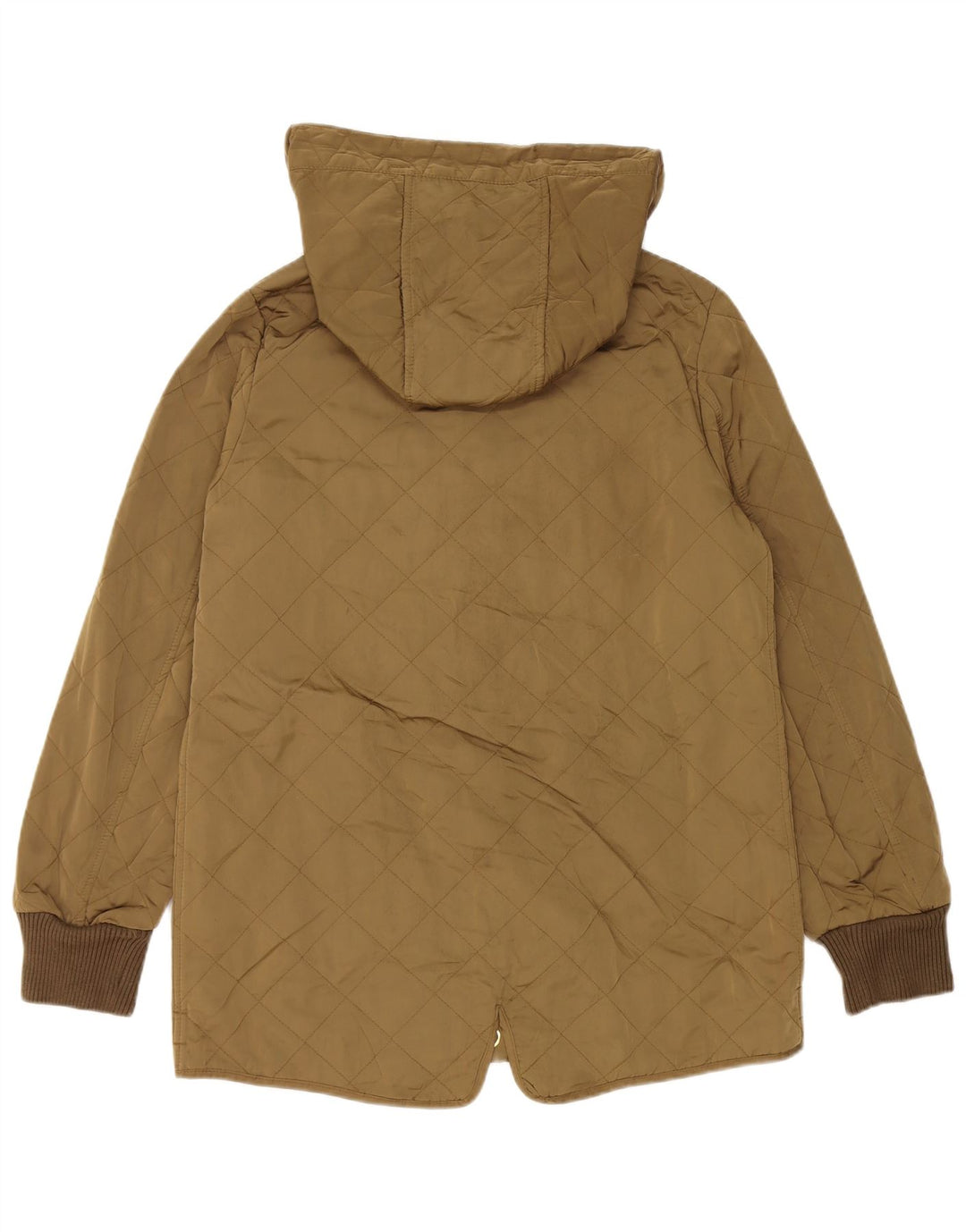 ZARA Mujer Chaqueta Acolchada Con Capucha UK 44 Mediano Caqui Poliéster