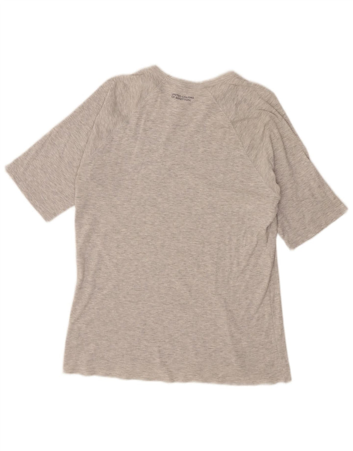 Benetton Camiseta De Mujer UK 42 Gris Medio Moteado