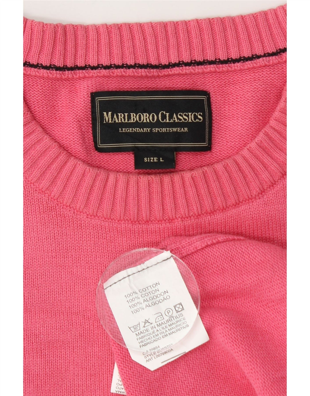 Marlboro Classics - Jersey de cuello redondo para hombre, talla grande, algodón rosa