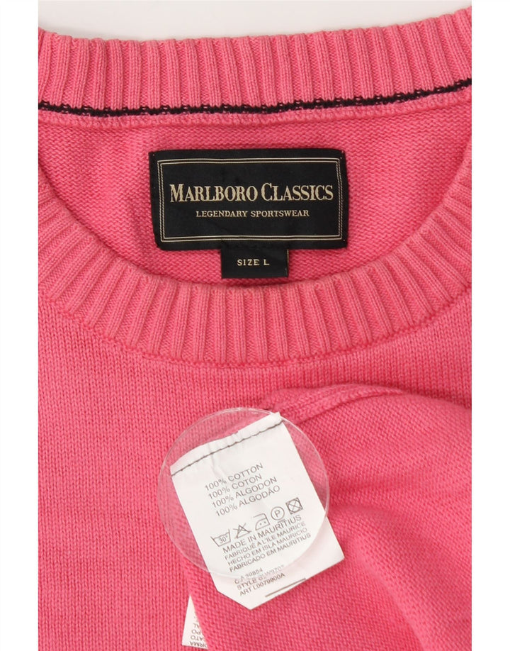 Marlboro Classics - Jersey de cuello redondo para hombre, talla grande, algodón rosa