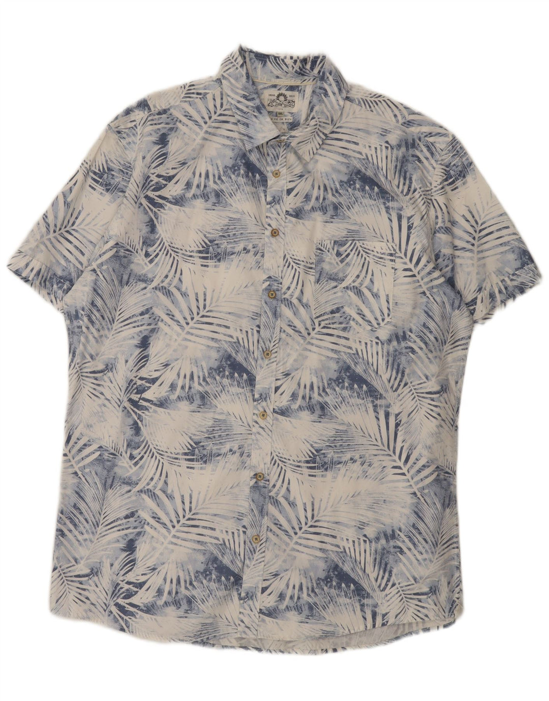 Celio Camisa de manga corta para hombre 2XL Algodón floral azul