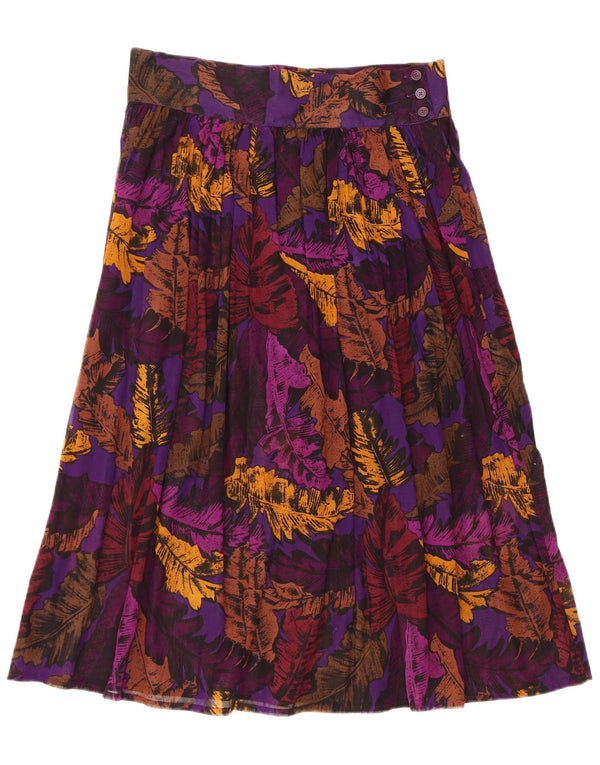 Vintage mujer falda plisada US 6 medio W32 multicolor floral