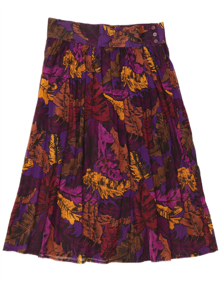 Vintage mujer falda plisada US 6 medio W32 multicolor floral
