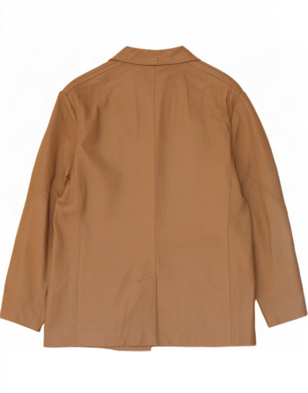 Vintage mujer 3 botones cuero Blazer chaqueta EU 46 XL Beige