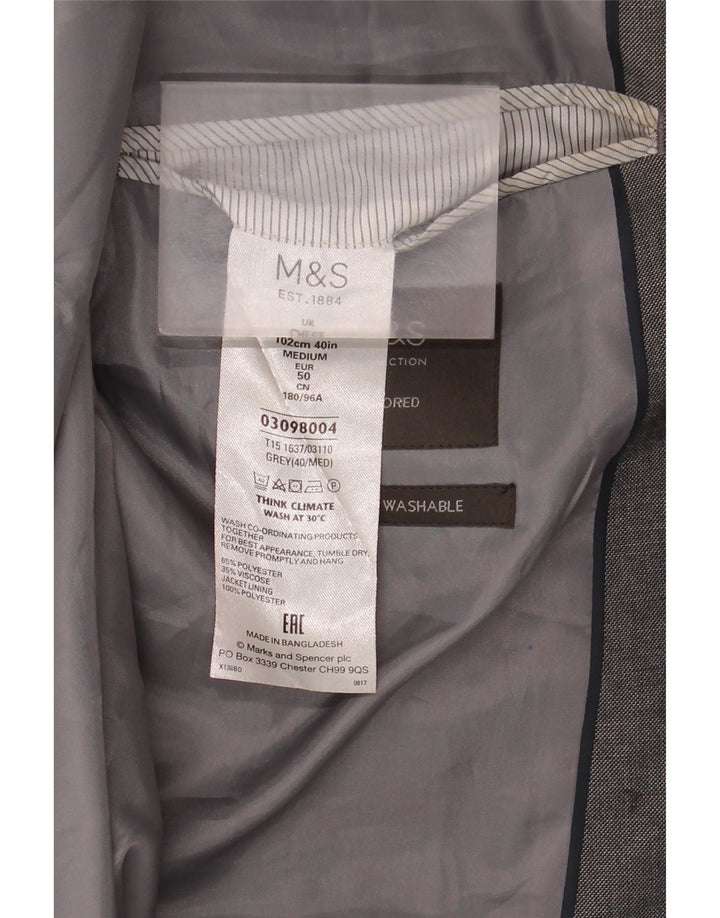 Marks & Spencer Chaqueta tipo blazer a medida con 2 botones para hombre UK 40 Gris medio