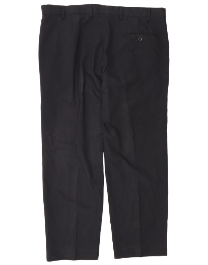 Marks & Spencer Pantalón de traje regular para hombre W38 L29 Poliéster azul marino