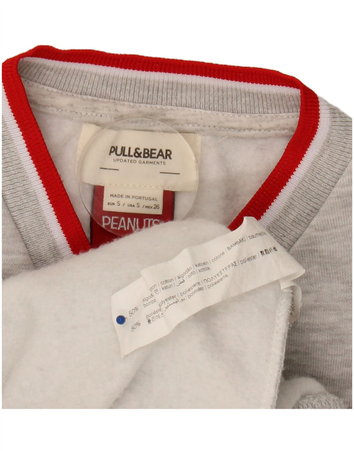 Pull & Bear Hombre Peanuts Graphic Sudadera Jumper Small Gris Algodón
