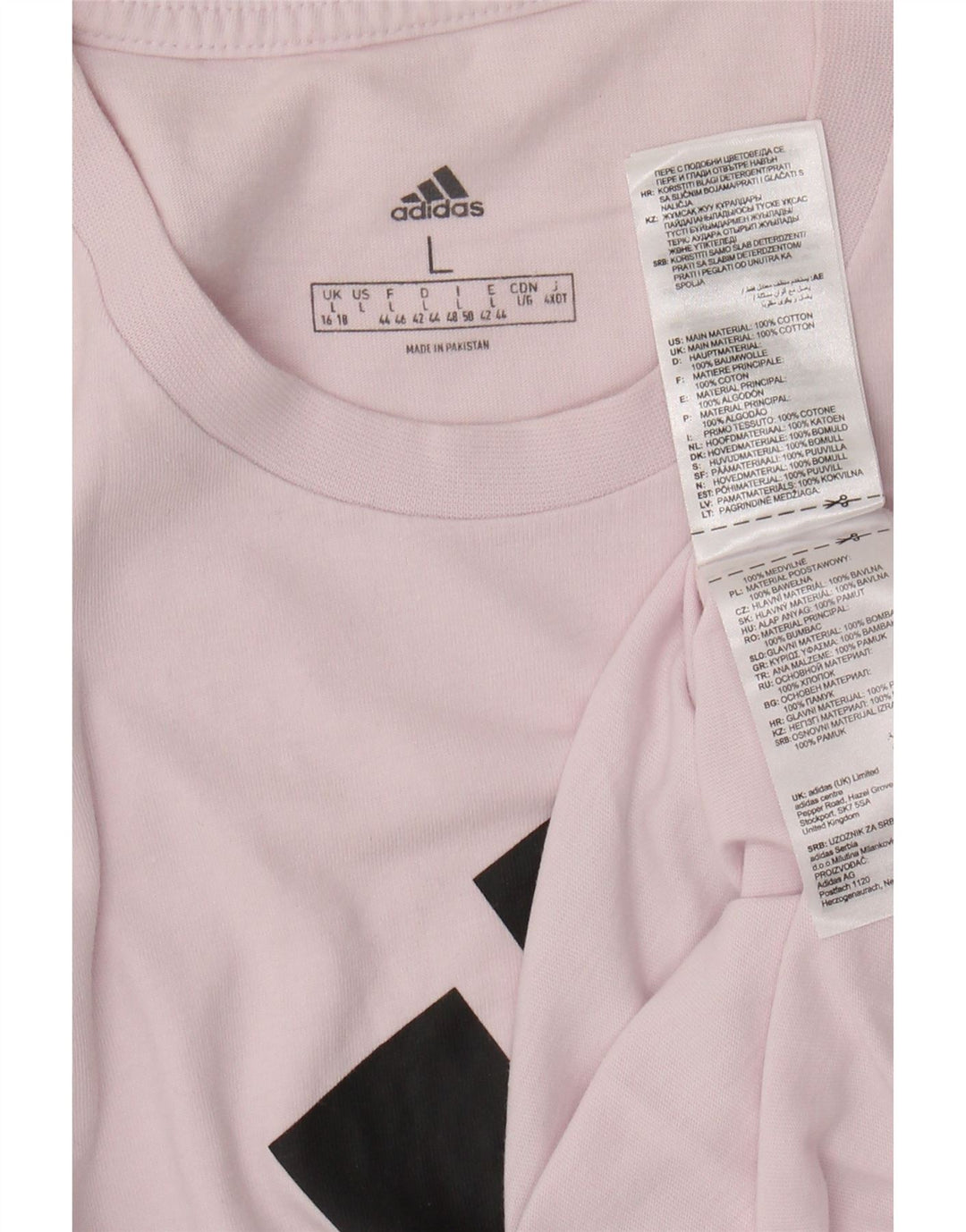ADIDAS Camiseta gráfica para mujer Top UK 16/18 Grande Rosa Algodón