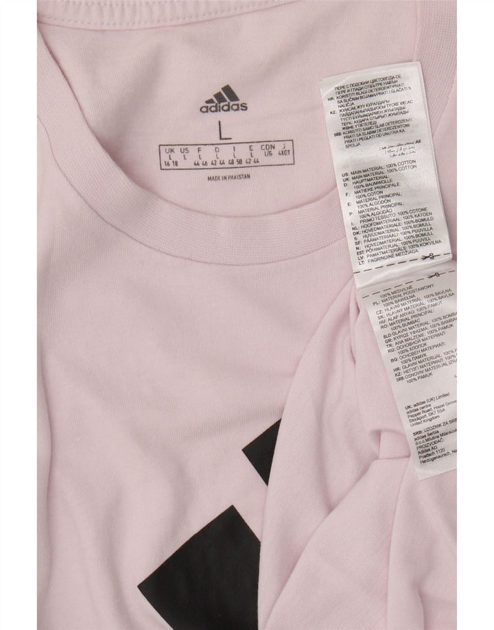 ADIDAS Camiseta gráfica para mujer Top UK 16/18 Grande Rosa Algodón