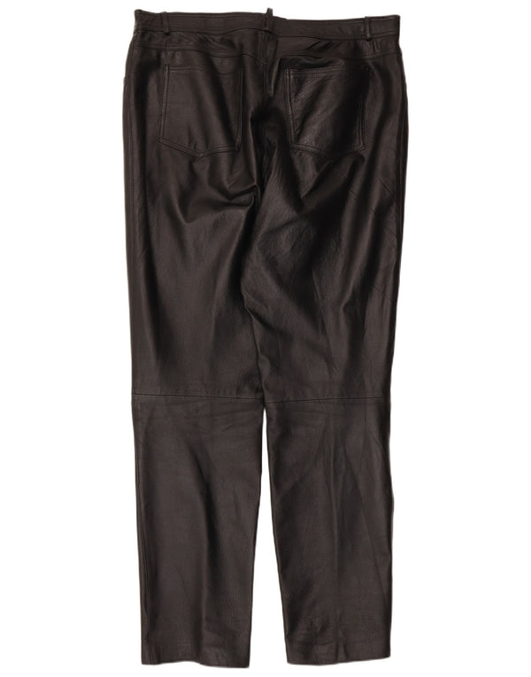 JCC Pantalones de cuero cónicos para hombre IT 56 3XL W38 L32 Negro