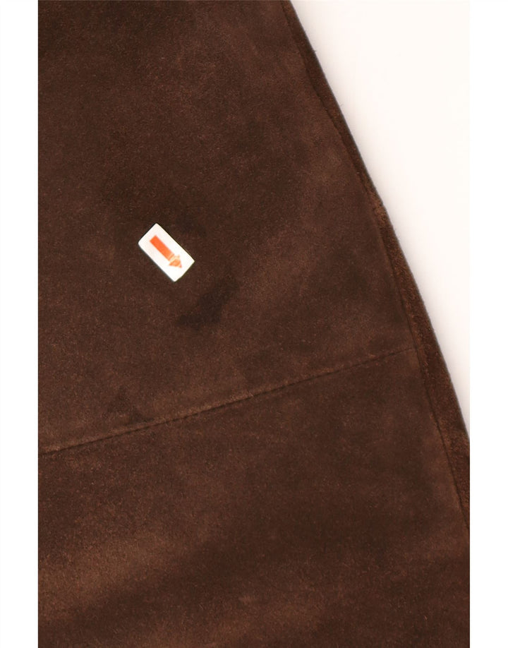 Vintage mujer oversized ante cortavientos abrigo Reino Unido 18 XL Marrón