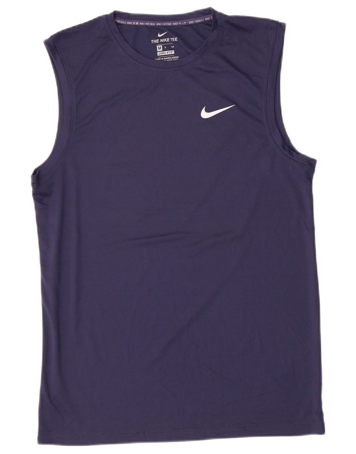 Camiseta sin mangas Nike Dri Fit para hombre Poliéster azul marino mediano