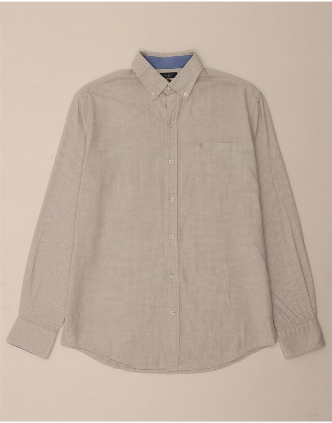 IZOD Mens Shirt Medium Grey Gingham Cotton