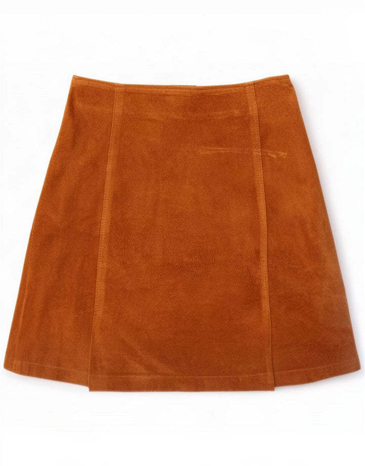 Minifalda de ante vintage para mujer pequeña W26 Beige