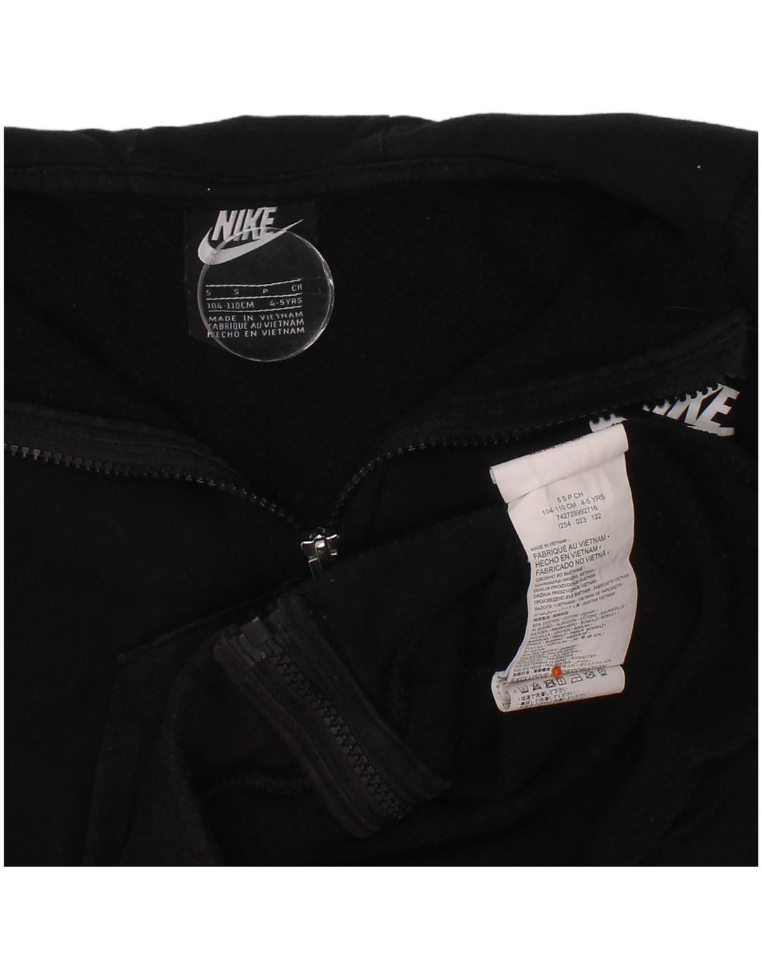 Nike Sudadera con capucha y cremallera para niñas 4-5 años Negro Algodón
