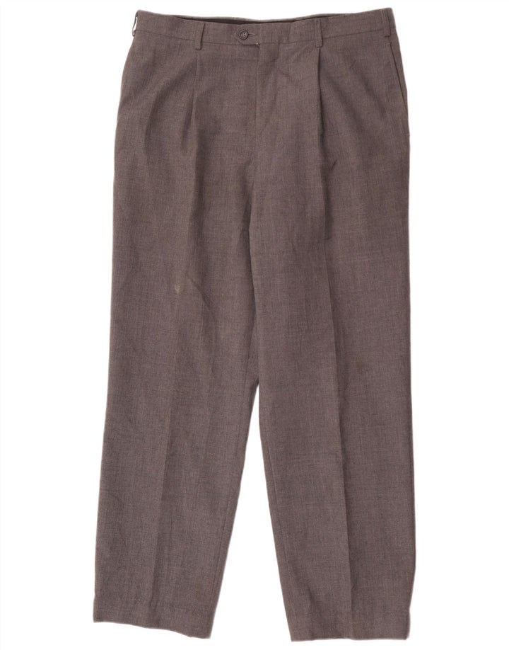 Yves Saint Laurent Pantalón de traje recto para hombre W36 L30 Poliéster gris