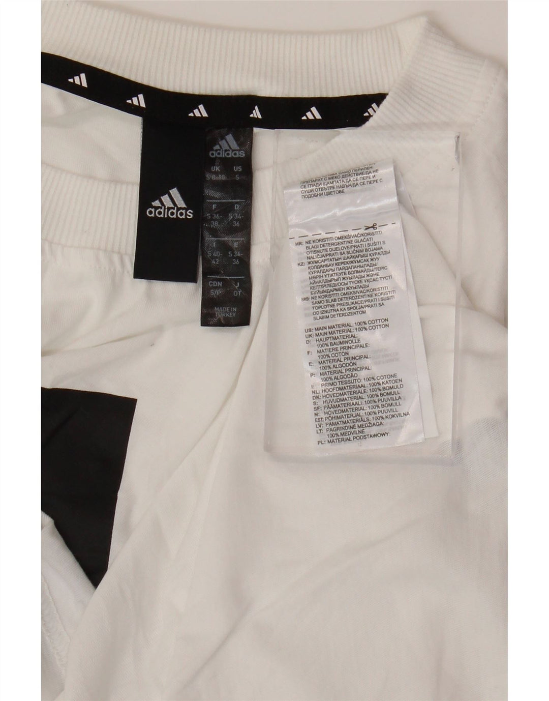 ADIDAS Camiseta corta con gráfico extragrande para mujer UK 10 Small White Cotton