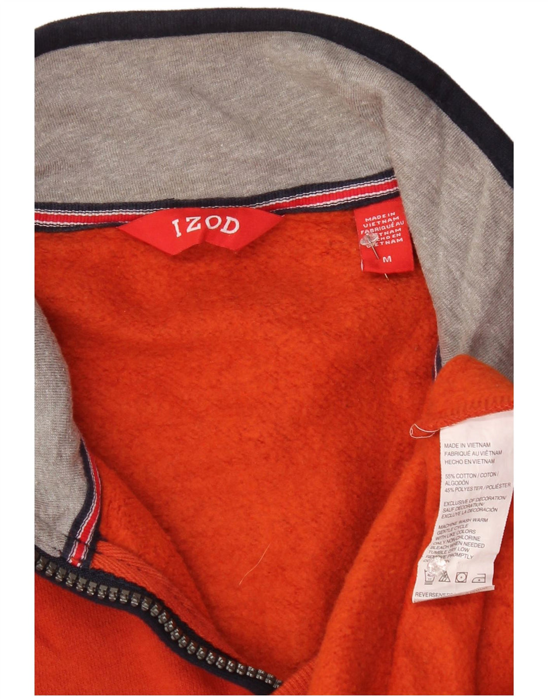 IZOD Hombre Sudadera Con Cremallera Y Cuello Jersey De Algodón Color Block Naranja Medio