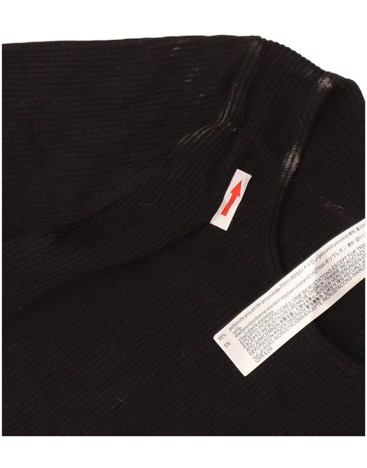 Zara Mujer Crop Top Manga Larga UK 4 XS Negro Poliamida