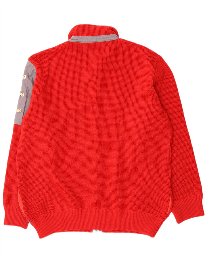 Azzurra Hombre Jersey tipo cárdigan de corte estándar con bloques de color rojo grande