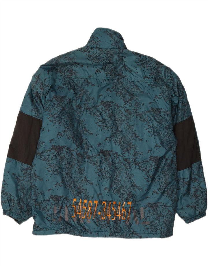 VINTAGE Mens Oversized Graphic Windbreaker Jacket UK 38 Medium Blue Vintage Vintage and Second-Hand Vintage from Messina Hembry 