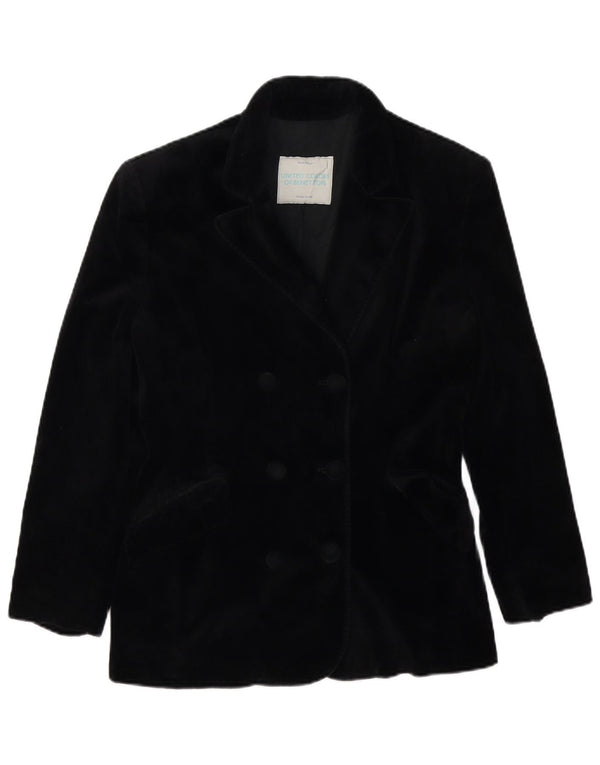 BENETTON Chaqueta tipo blazer de terciopelo con doble botonadura para mujer IT 44 Medium Black