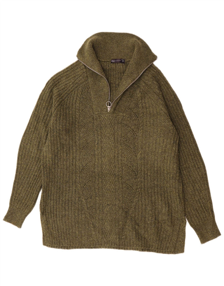 Marks & Spencer Suéter tipo jersey con cuello y cremallera para hombre Acrílico caqui mediano