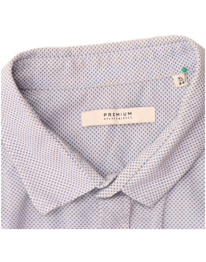 JACK & JONES Camisa premium para hombre Talla 44 XL Algodón con lunares azules