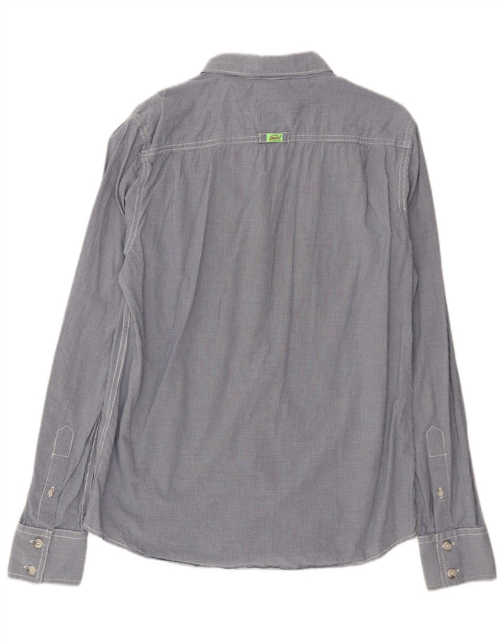 Camisa Superdry para hombre de algodón a cuadros en azul marino mediano