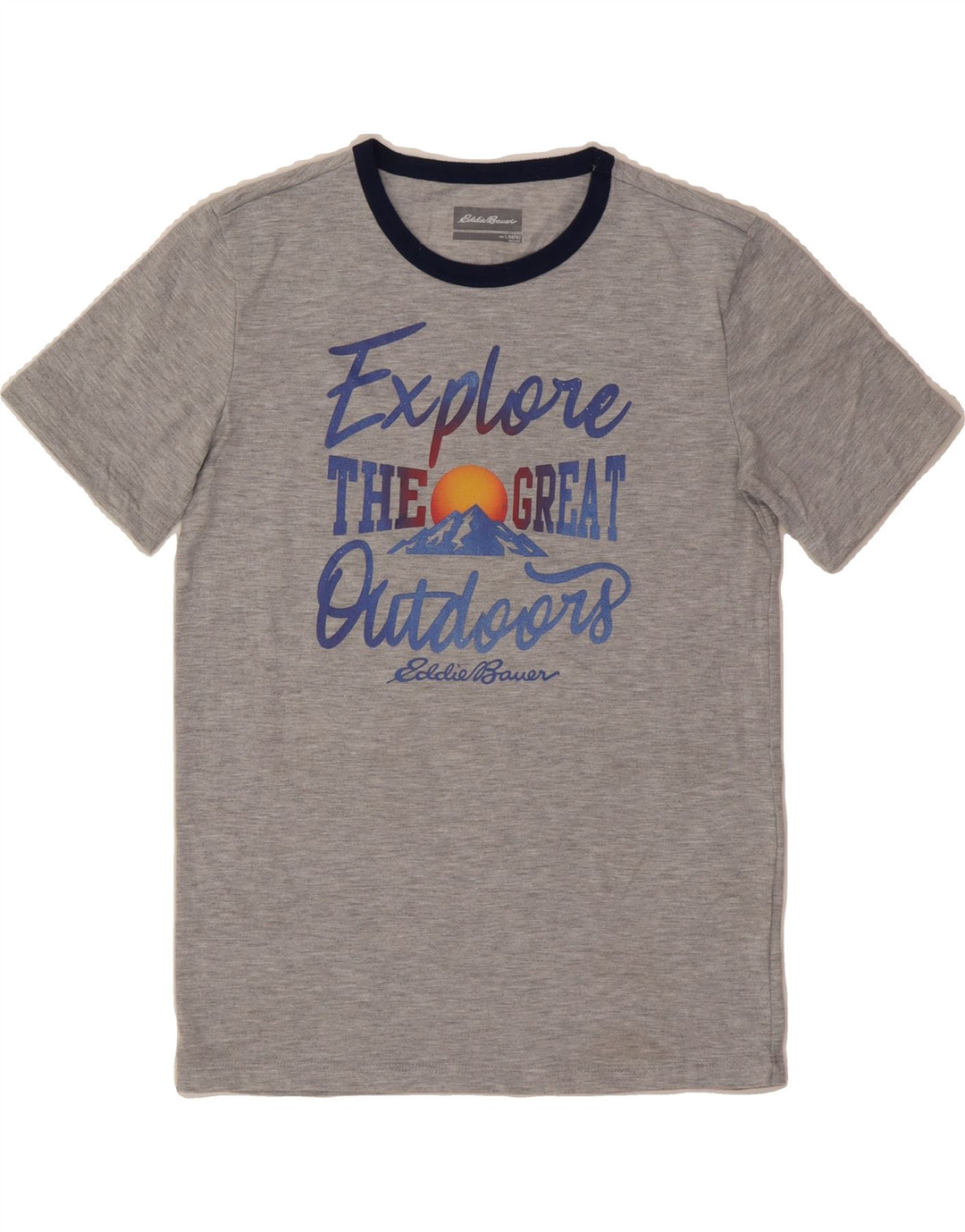 EDDIE BAUER Boys Graphic T-Shirt Top 14-15 Years Large Grey Polyester Vintage Eddie Bauer and Second-Hand Eddie Bauer from Messina Hembry 
