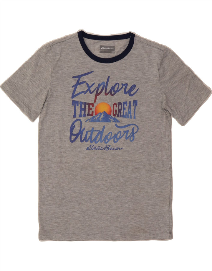 EDDIE BAUER Boys Graphic T-Shirt Top 14-15 Years Large Grey Polyester Vintage Eddie Bauer and Second-Hand Eddie Bauer from Messina Hembry 