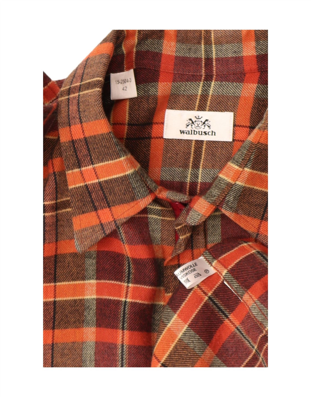 Walbusch Camisa de franela para hombre talla 42 grande algodón a cuadros multicolor