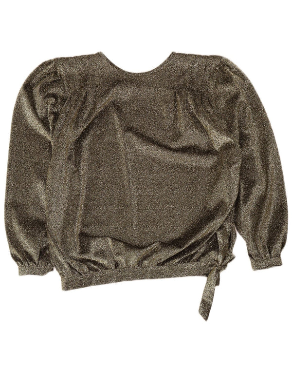 Vintage mujer relajado ajuste blusa Top Reino Unido 18 XL oro moteado