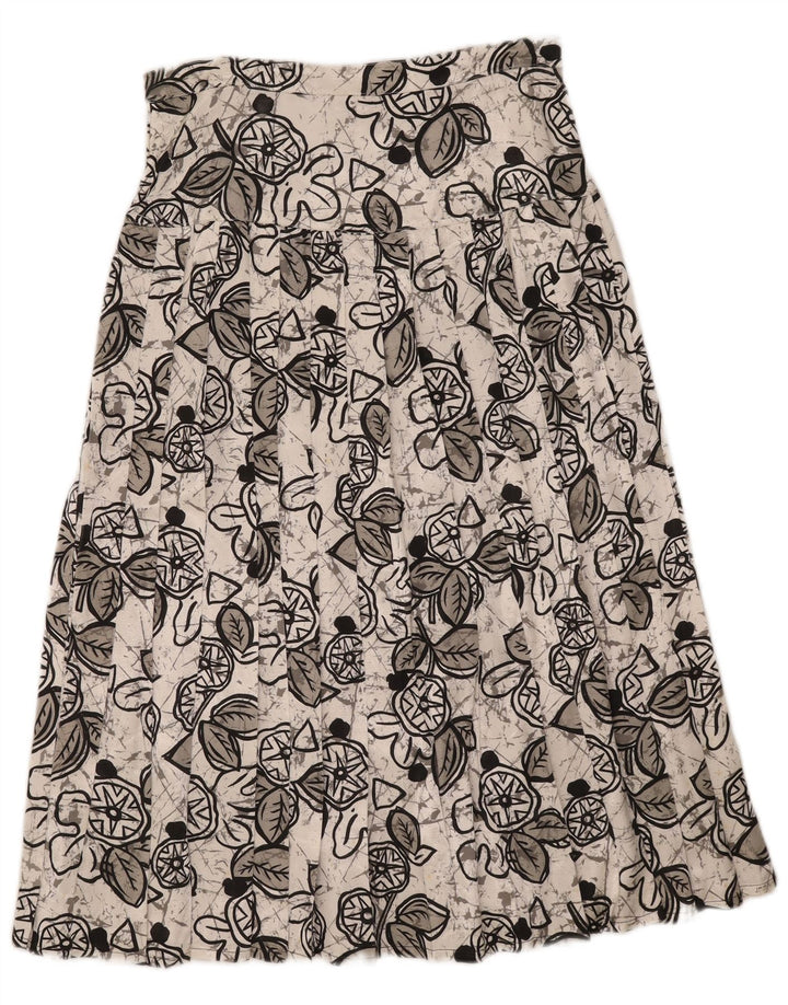 Vintage mujer Midi falda plisada W29 medio blanco floral