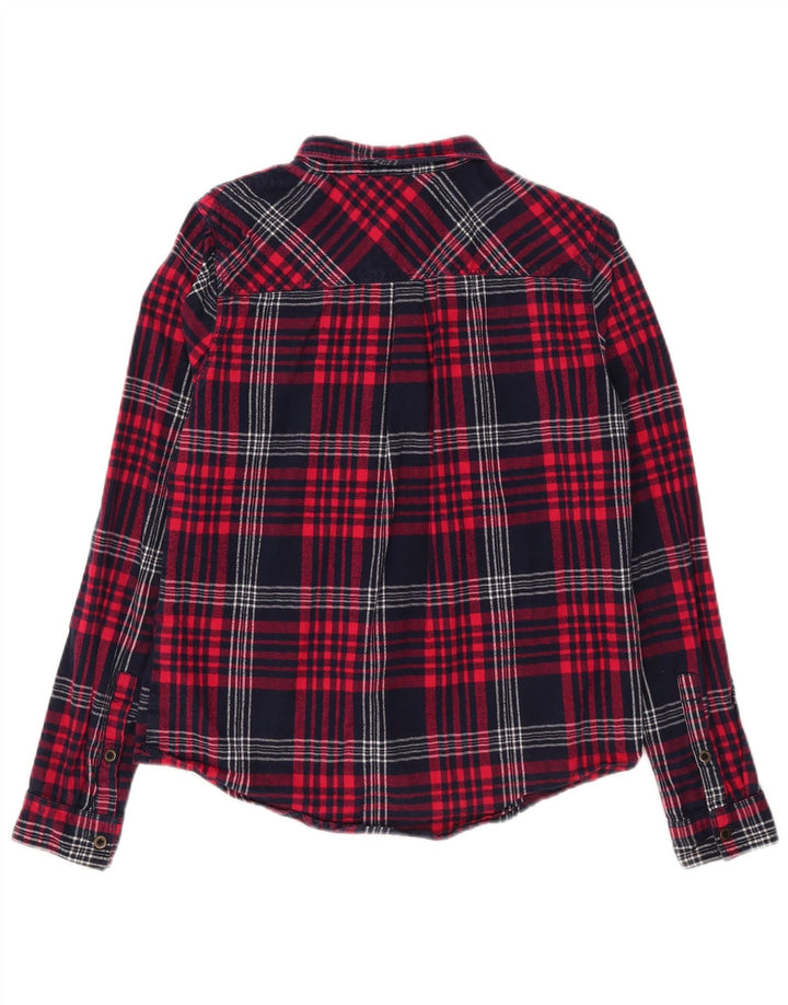 Camisa de franela Superdry para mujer, talla 44, algodón a cuadros rojos medianos