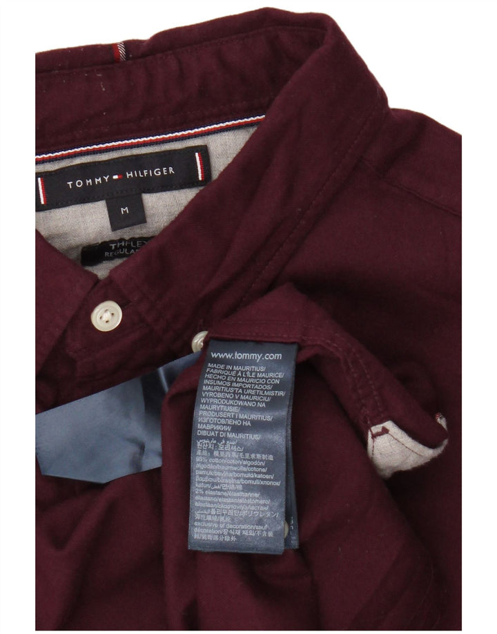 Camisa Tommy Hilfiger de corte regular para hombre de algodón burdeos medio