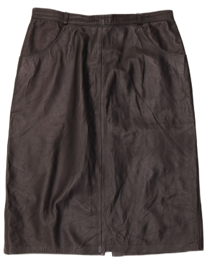 Falda de cuero vintage para mujer W32 grande negro