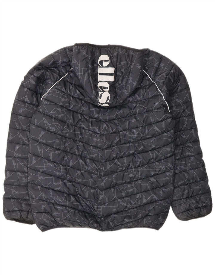 ELLESSE Boys Graphic Hooded Padded Jacket 13-14 Years Black Polyester