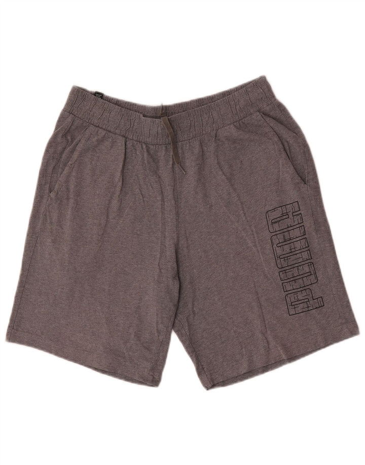 Pantalones cortos deportivos con gráficos Puma para hombre gris medio moteado