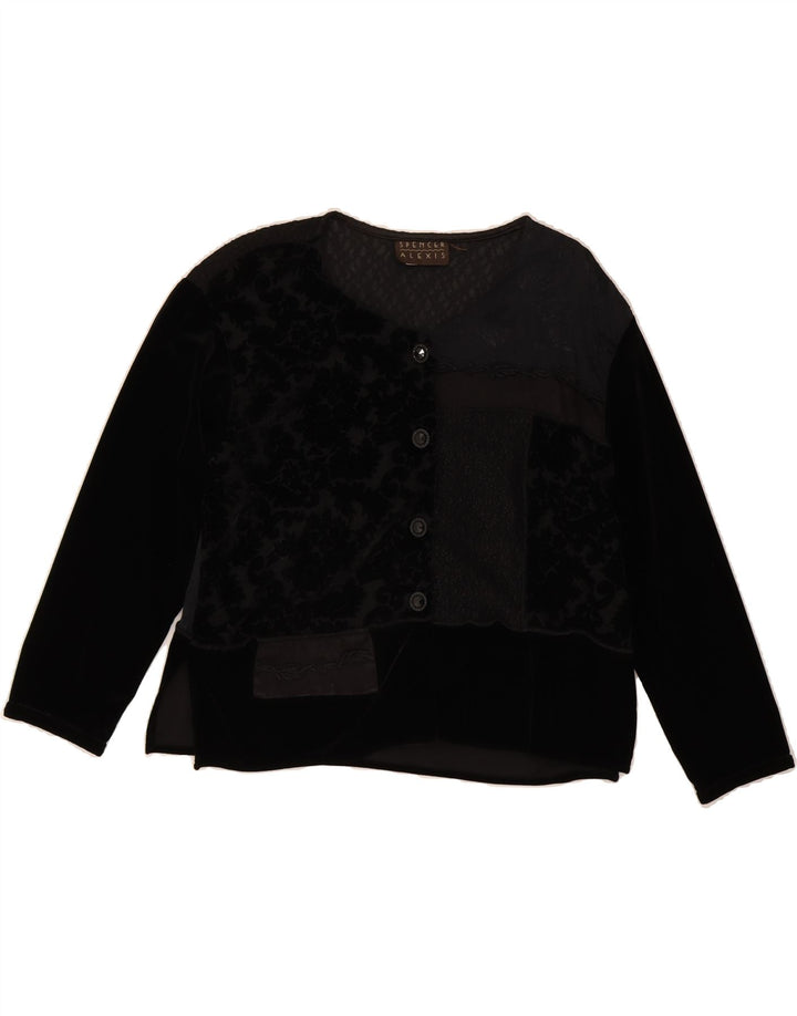 SPENCER ALEXIS Womens Shirt Blouse UK 12 Medium Black Patchwork Vintage Spencer Alexis and Second-Hand Spencer Alexis from Messina Hembry 