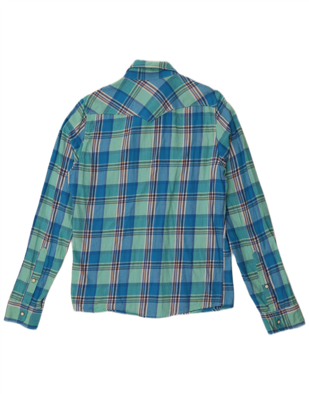 Camisa Hollister Hombre De Franela De Algodón A Cuadros Azul Medio