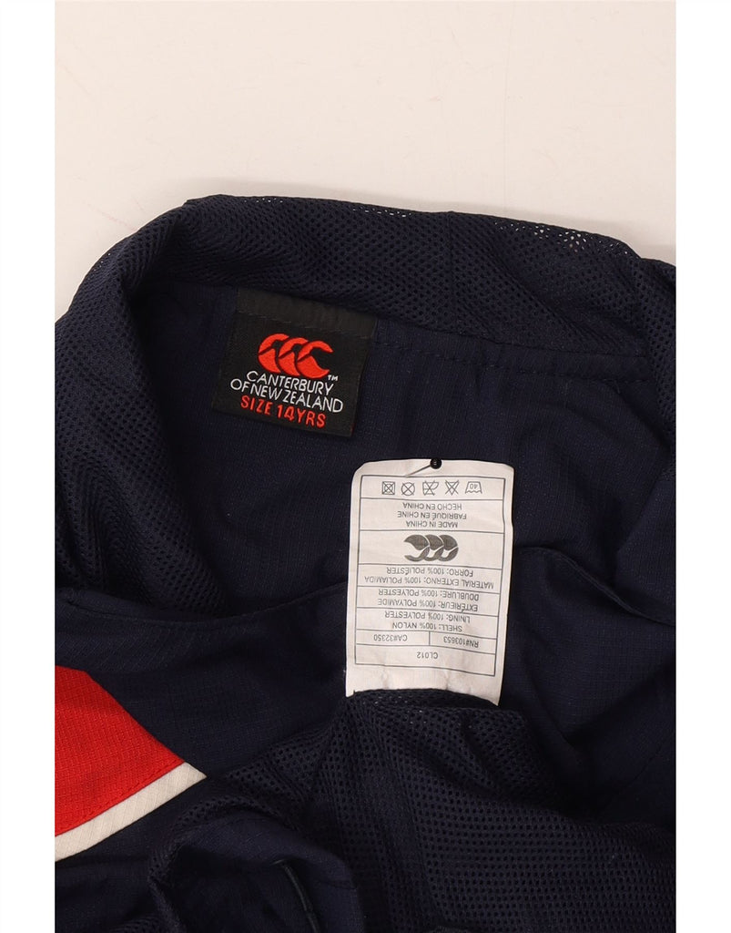 CANTERBURY Boys Munster Rugby Hooded Rain Jacket 13-14 Years Navy Blue Vintage Canterbury and Second-Hand Canterbury from Messina Hembry 