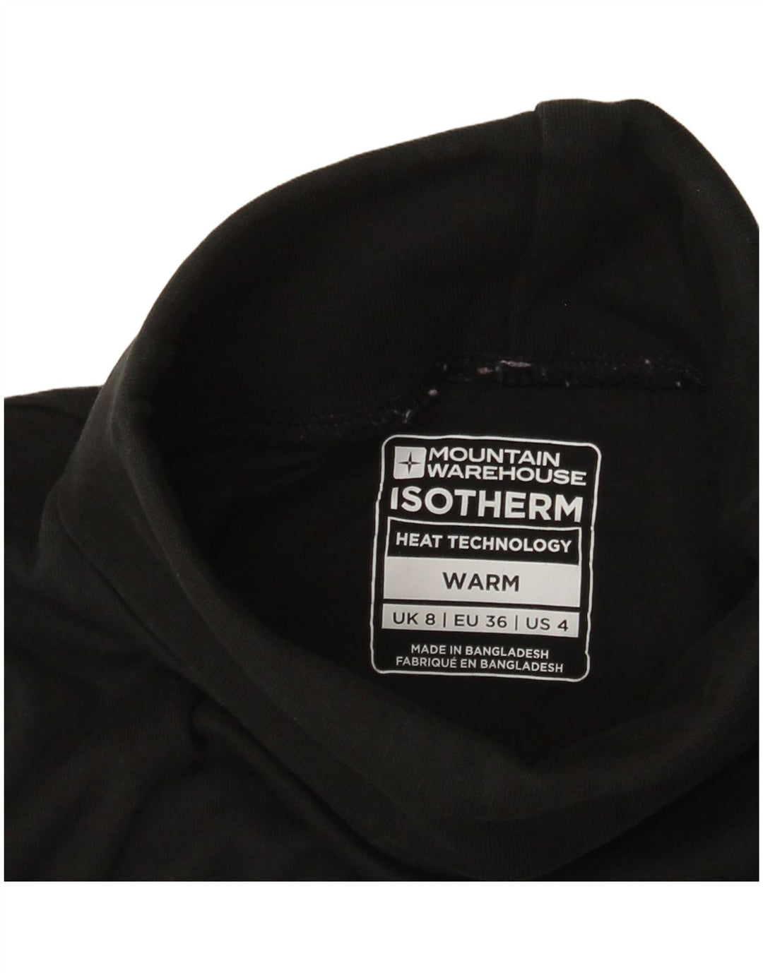 Mountain Warehouse Top para mujer con cuello vuelto y manga larga UK 8 Small Negro