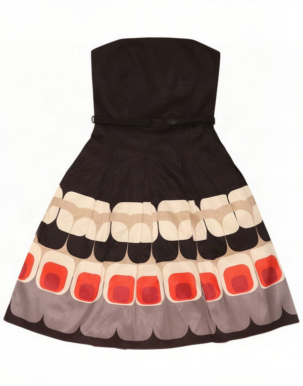 Vestido sin tirantes para mujer Debut UK 44 Poliéster geométrico negro grande