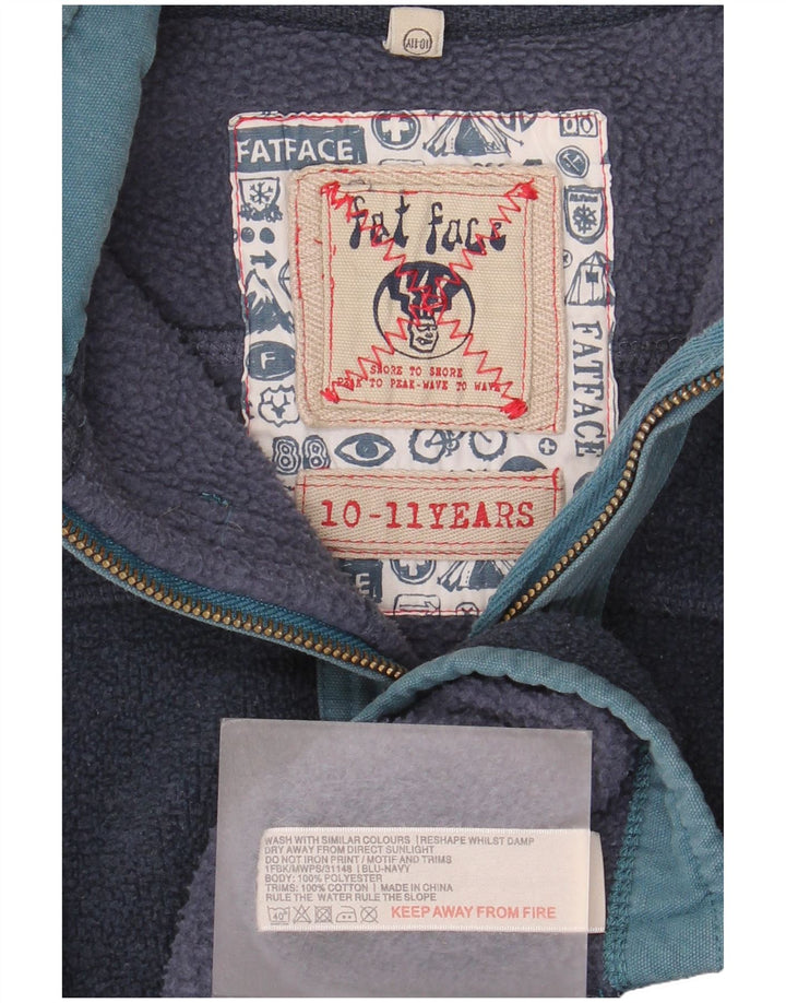 Fat Face Jersey de forro polar con cuello y cremallera para niño 10-11 años Azul marino Poliéster