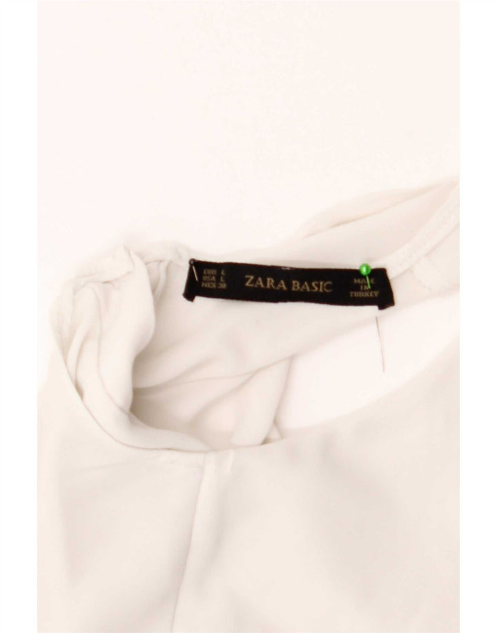 Zara Mujer Blusa Sin Mangas Top UK 46 Large Blanco