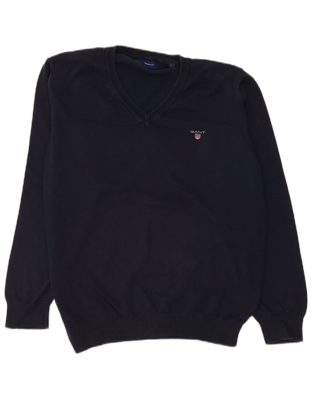 Gant Jersey con cuello en V para hombre, talla grande, algodón azul marino