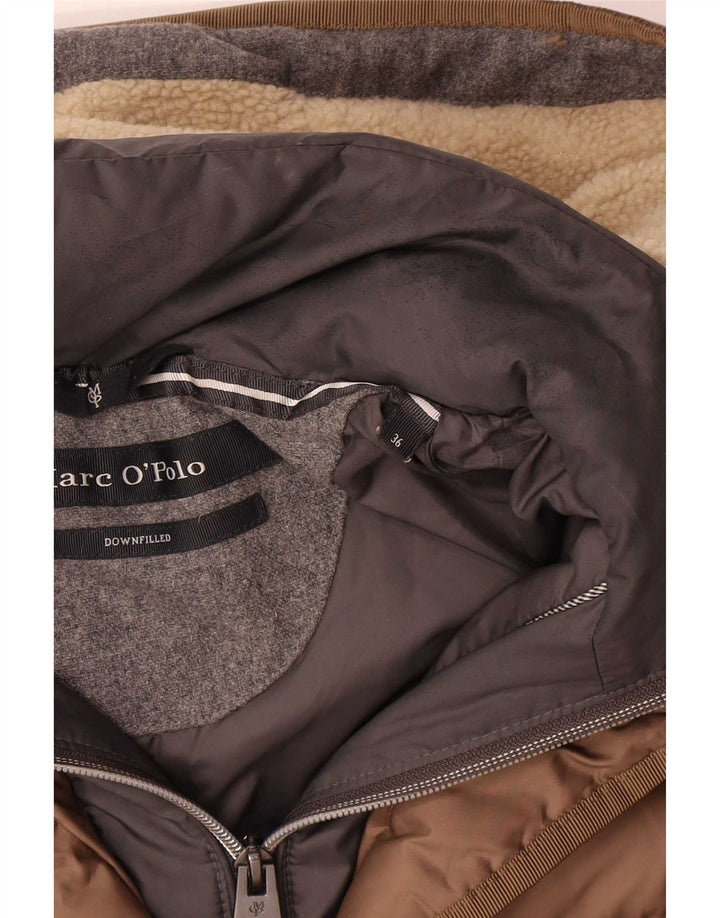 Marc O'Polo Chaqueta acolchada con capucha para mujer EU 36 Small Brown Colourblock