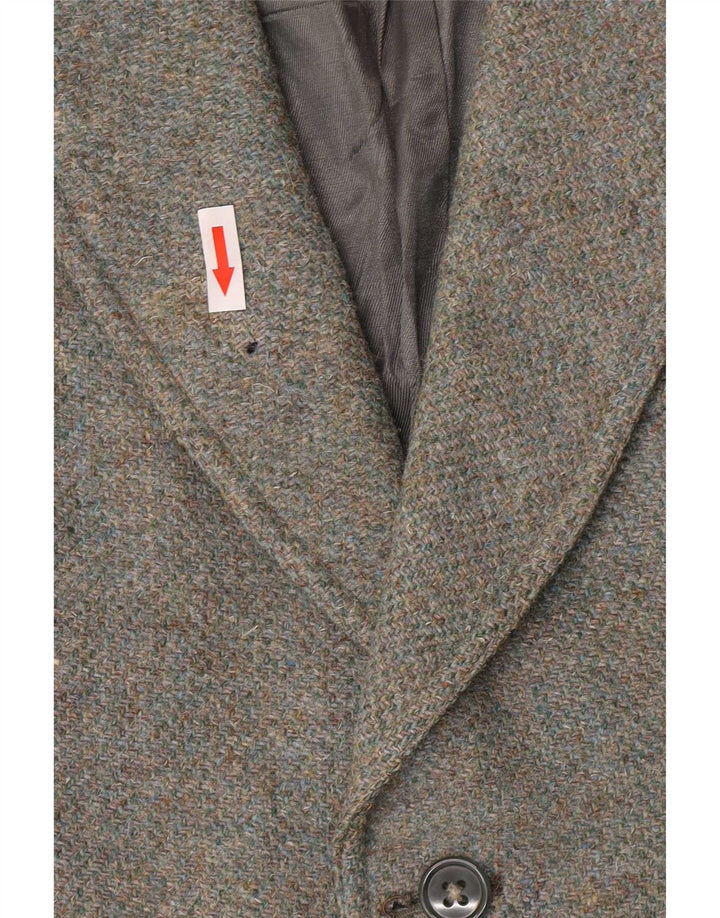 Harris Tweed Chaqueta militar de 2 botones para mujer UK 8 Small Khaki Wool